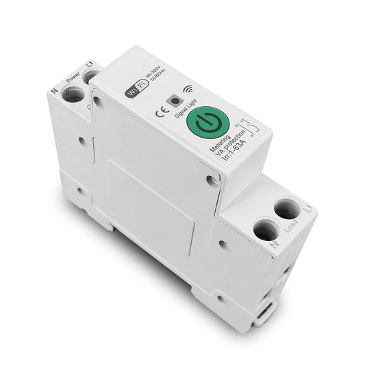 Disjoncteur Intelligent WiFi Tuya 1P+N 63A – Contrôle Vocal & Surveillance Énergétique