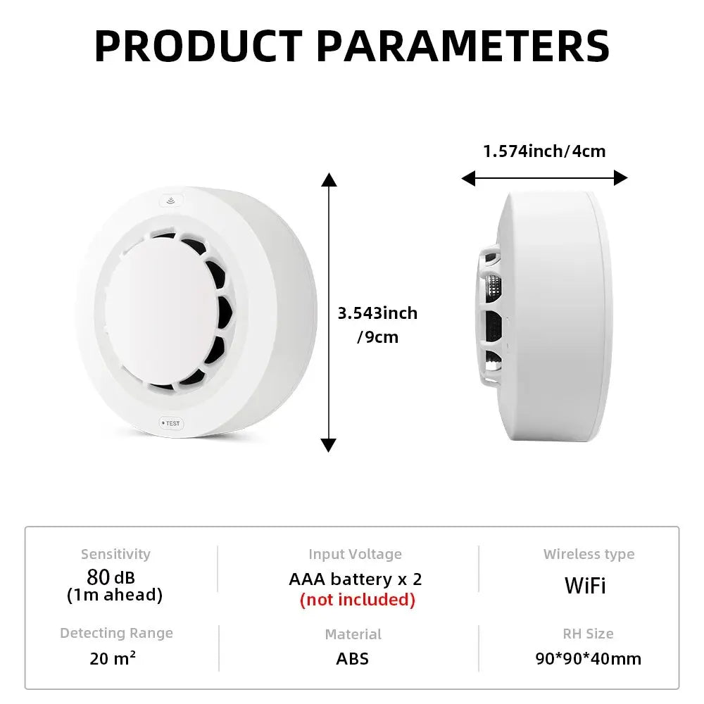 Détecteur de Fumée Intelligent WiFi Tuya – Alarme Incendie Connectée