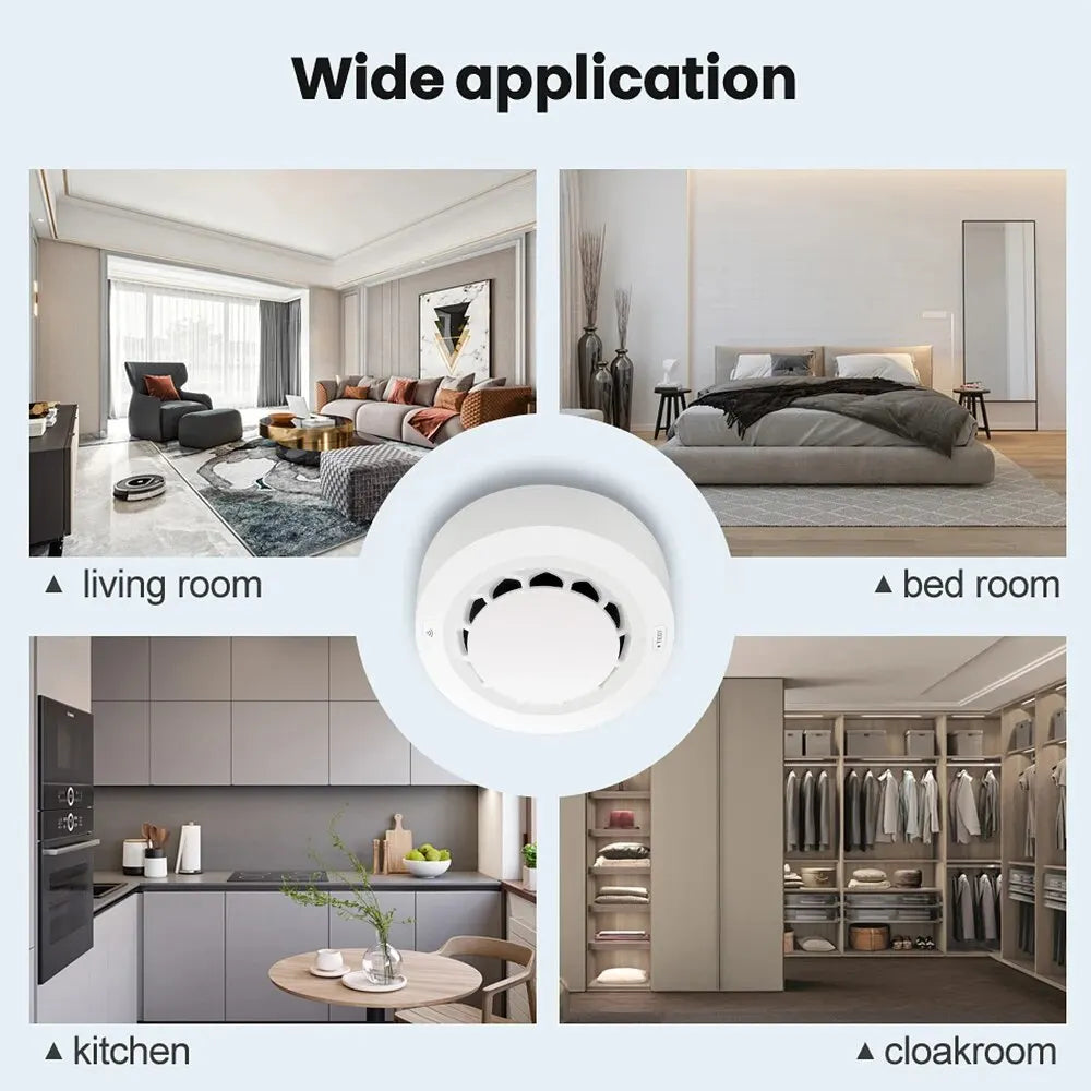 Détecteur de Fumée Intelligent WiFi Tuya – Alarme Incendie Connectée