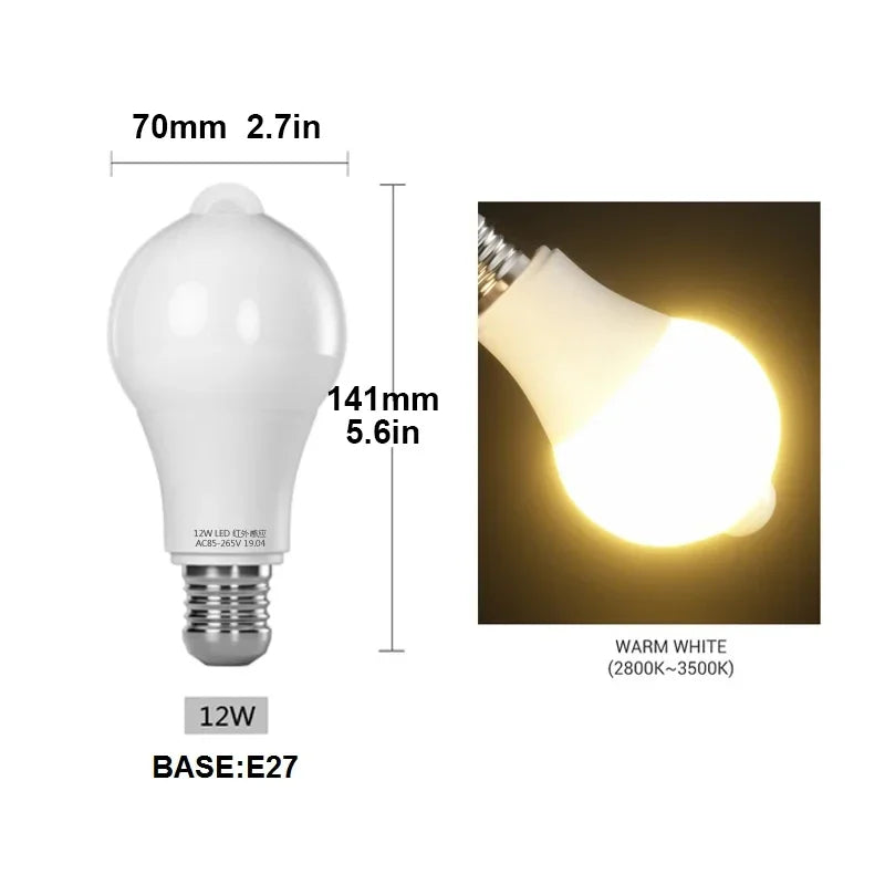 Ampoule LED Intelligente avec Capteur de Mouvement Radar – 9W, E27