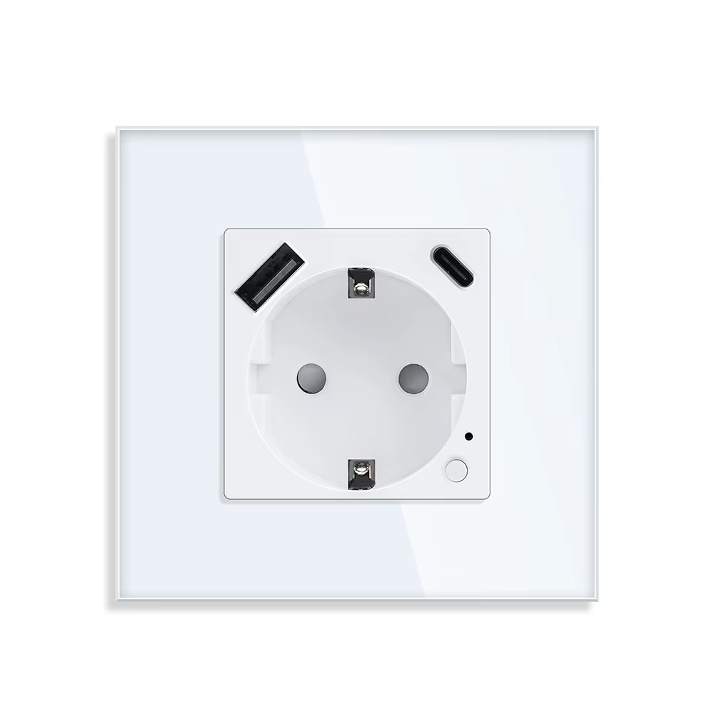 Prise Murale Intelligente Wi-Fi Tuya avec Ports USB-A & USB-C – Contrôle Vocal et Mesure d'Énergie