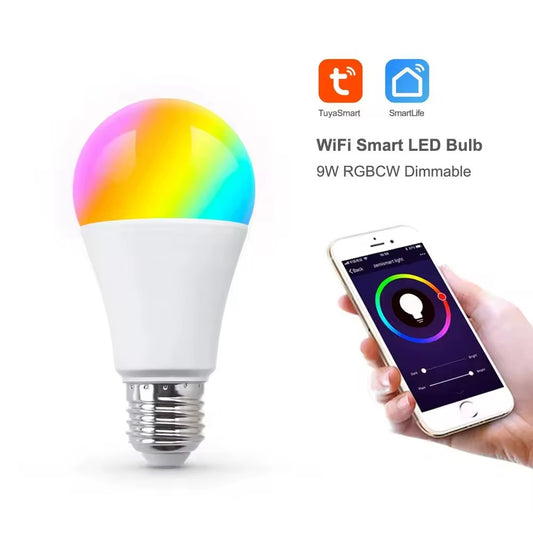 Ampoule Intelligente WiFi Tuya E27 9W – RGB + Blanc