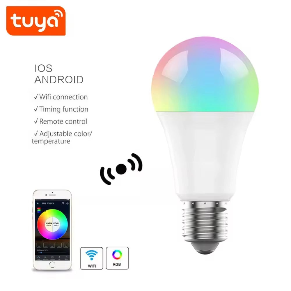 Ampoule Intelligente WiFi Tuya E27 9W – RGB + Blanc
