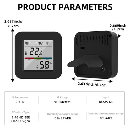 Télécommande Universelle IR WiFi Tuya avec Capteur de Température et d’Humidité