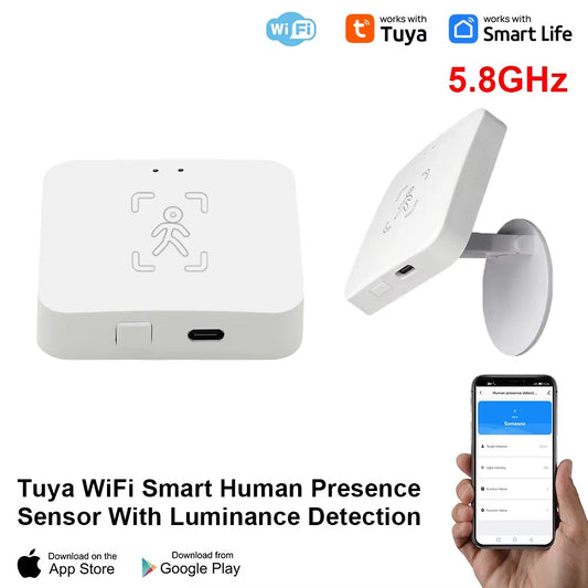 Capteur de Présence Humaine WiFi Tuya – Détection Fine par Radar 5,8 GHz