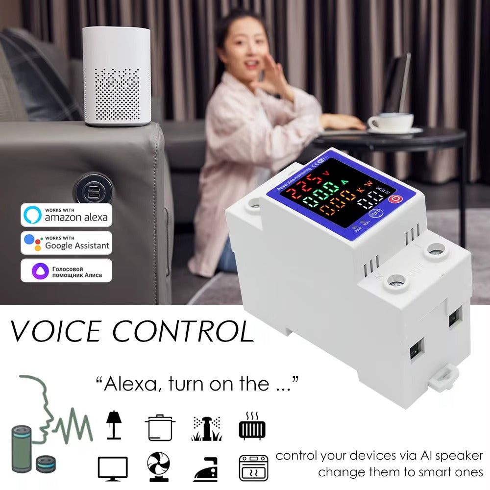 Disjoncteur Intelligent 63 A TUYA – Fonction Prépayée & Contrôle Vocal et à Distance