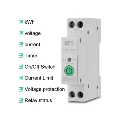 Disjoncteur Intelligent WiFi Tuya 1P+N 63A – Contrôle Vocal & Surveillance Énergétique
