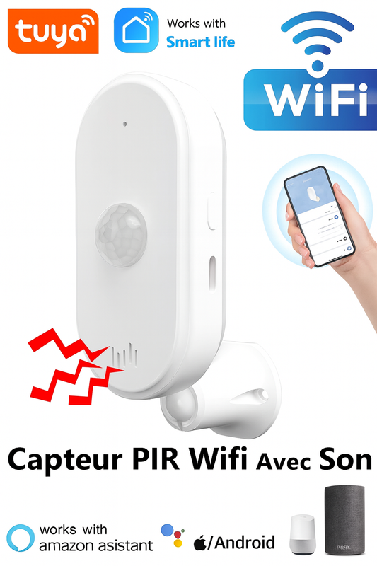 Capteur de Mouvement PIR Wi‑Fi Tuya – Sécurité Intelligente & Notifications Instantanées