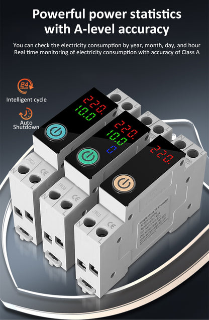 Disjoncteur WiFi Tuya 63A avec Suivi de Consommation