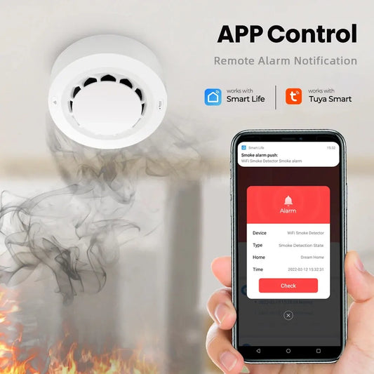 Détecteur de Fumée Intelligent WiFi Tuya – Alarme Incendie Connectée