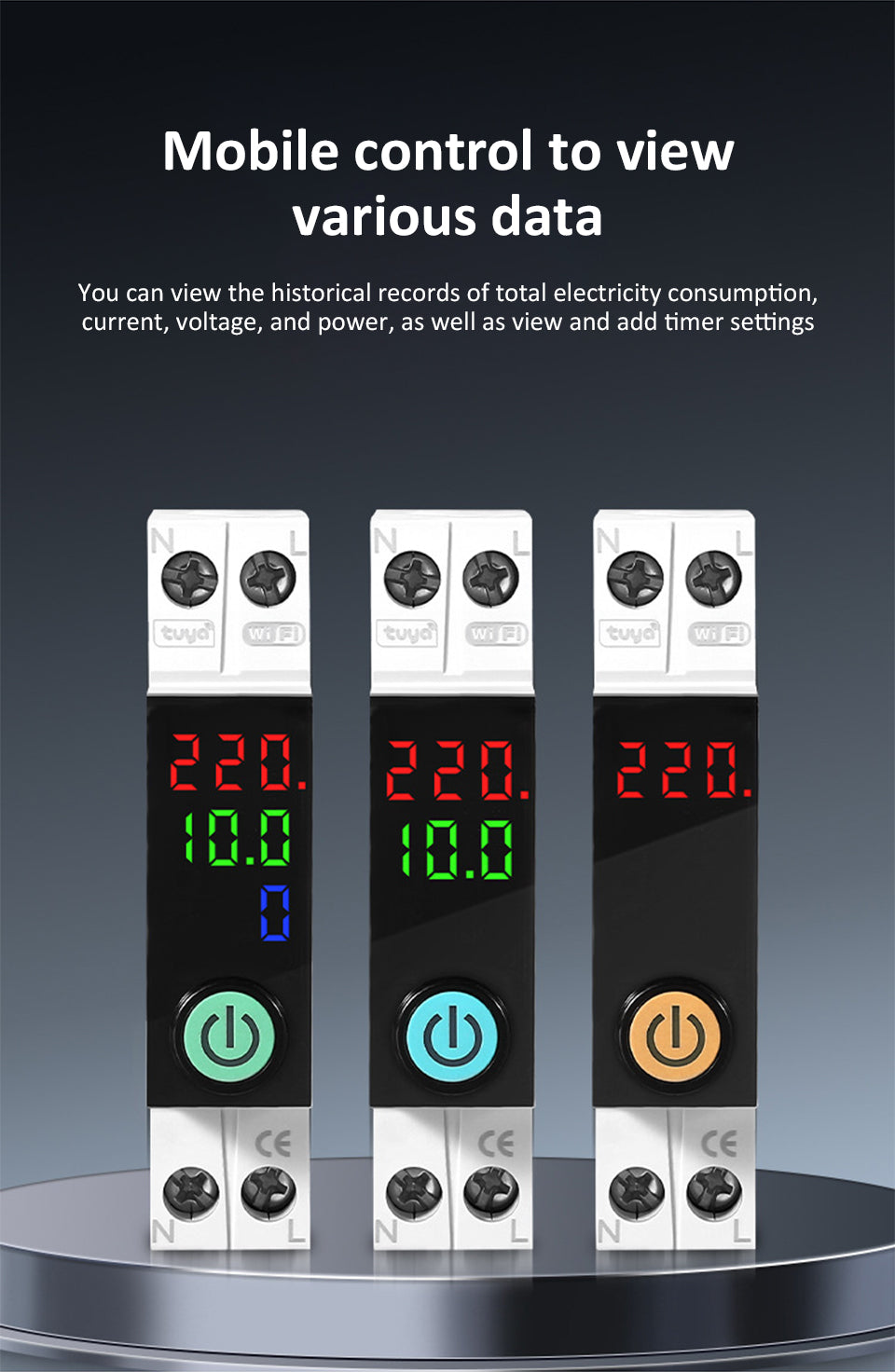 Disjoncteur WiFi Tuya 63A avec Suivi de Consommation