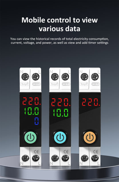 Disjoncteur WiFi Tuya 63A avec Suivi de Consommation
