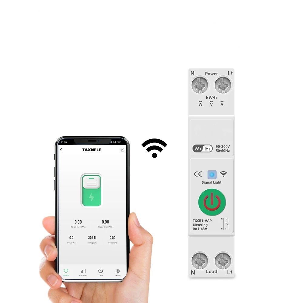 Disjoncteur WiFi Tuya 63A avec suivi énergétique sur smartphone