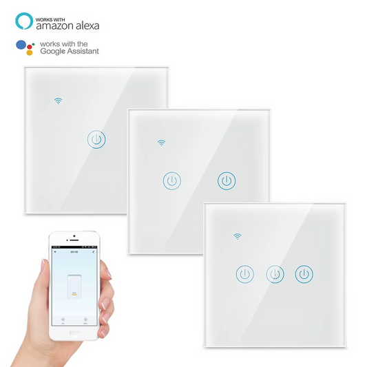 Panneau Mural Intelligent WiFi Standard EU avec Interrupteur Tactile 1/2/3/4 Voies – Contrôle Vocal